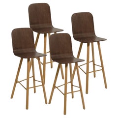 Set of 4, Tria Stool, High Back, Canaletto Walnut by Colé Italia