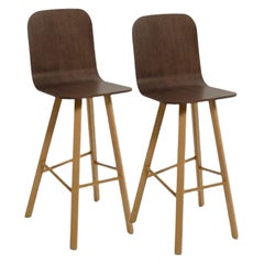 Set of 2, Tria Stool, High Back, Canaletto Walnut by Colé Italia