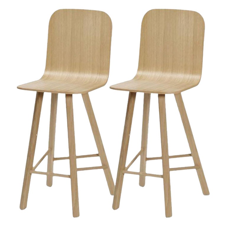 Set of 2, Tria Stool, High Back, Oak by Colé Italia