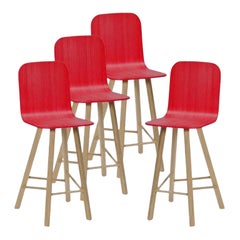 Set of 4, Tria Stool, Tapparelle High Back Red by Colé Italia