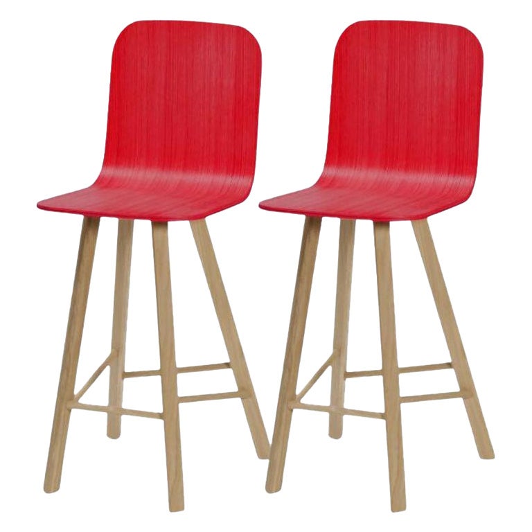 Set of 2, Tria Stool, Tapparelle High Back Red by Colé Italia For Sale