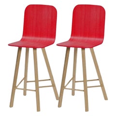 Set of 2, Tria Stool, Tapparelle High Back Red by Colé Italia