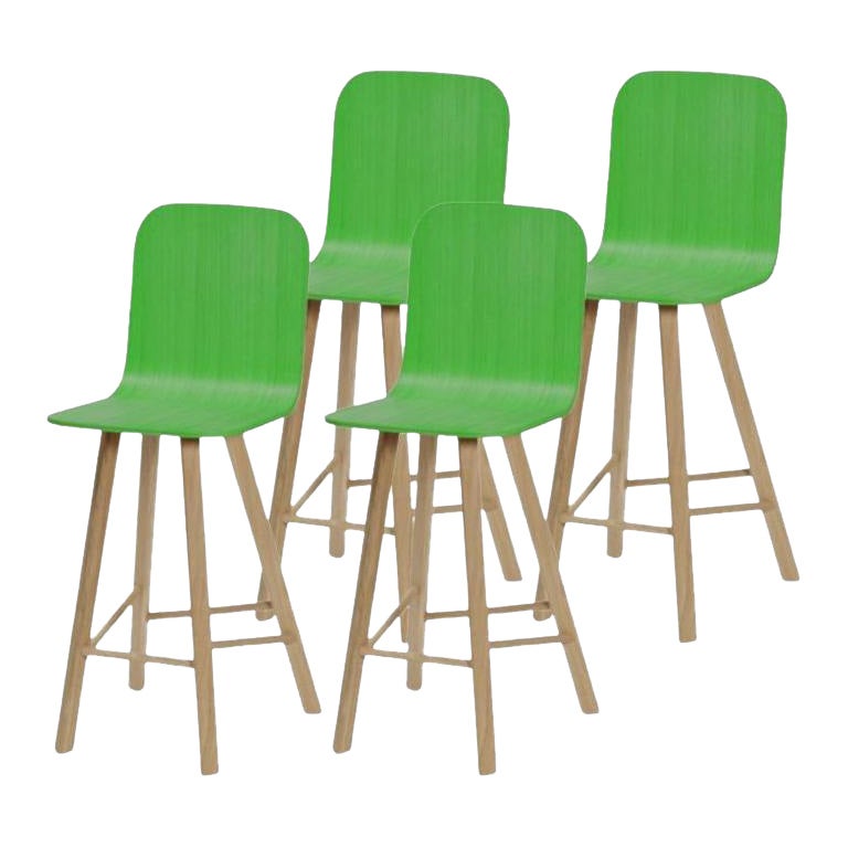 Set of 4, Tria Stool, Tapparelle High Back Green by Colé Italia For Sale