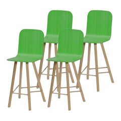 Set of 4, Tria Stool, Tapparelle High Back Green by Colé Italia