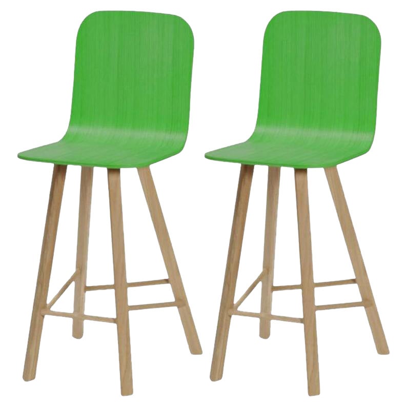 Set of 2, Tria Stool, Tapparelle High Back Green by Colé Italia For Sale