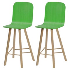 Set of 2, Tria Stool, Tapparelle High Back Green by Colé Italia