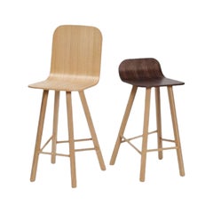 Set of 2 Tria Stools, Low Back Coffee & High Back Oak by Colé Italia