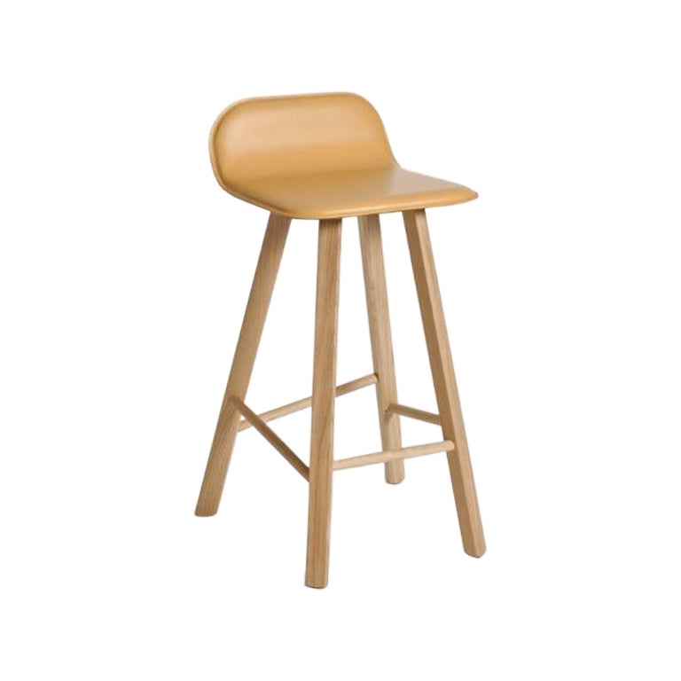 Tria Stool, Low Back, Natural Leather by Colé Italia For Sale