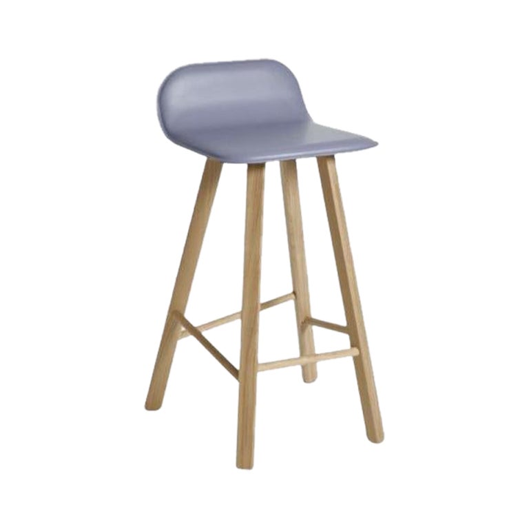 Tria Stool, Low Back, Leather Grigio by Colé Italia