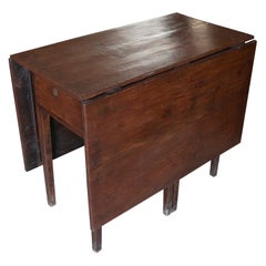 Retro Folding Wooden Wing Table with Side Drawers