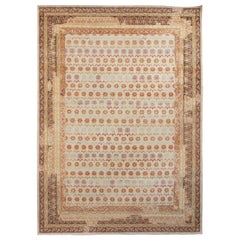 Tapis style vieilli de Rug & Kilim en beige-marron et motif floral rouge