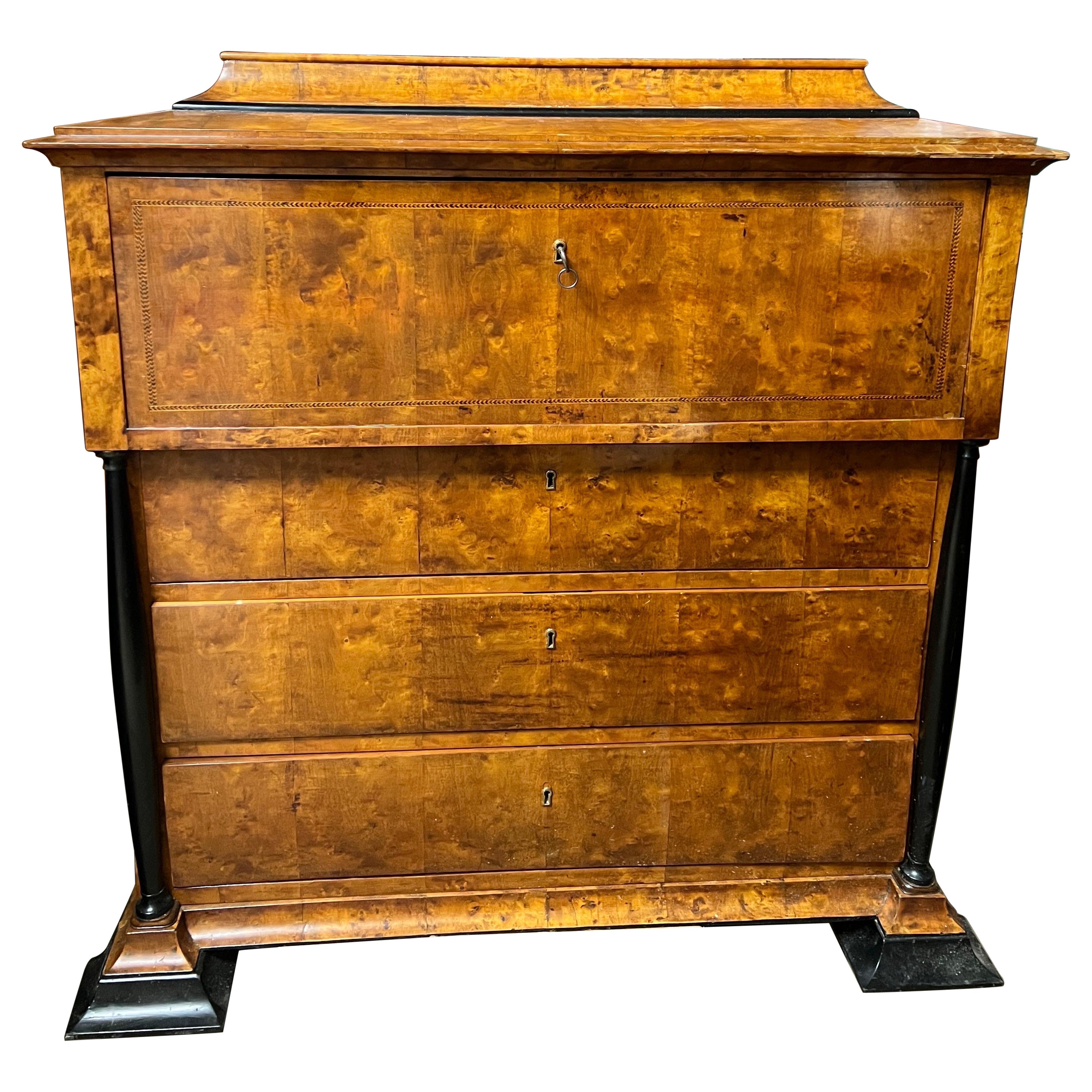 Architectural Form 19th C. Swedish Birch Biedermeier Barrel Roll ...
