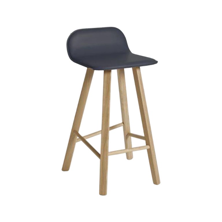 Tria Stool, Low Back, Leather Antrazite by Colé Italia For Sale