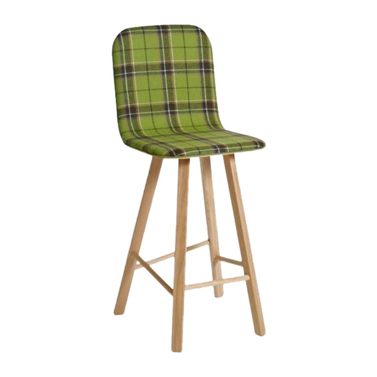 Tria Stool, High Back, Upholstered Nord Wool, Green by Colé Italia For Sale