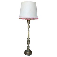 Spanish Floor Lamp Made with a Bronze Candlestick 
