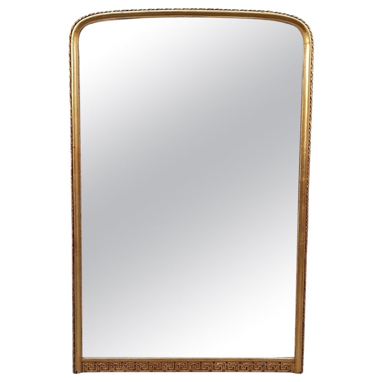 Large Golden Fireplace Mirror, Wood and Glass, 19th For Sale at 1stDibs