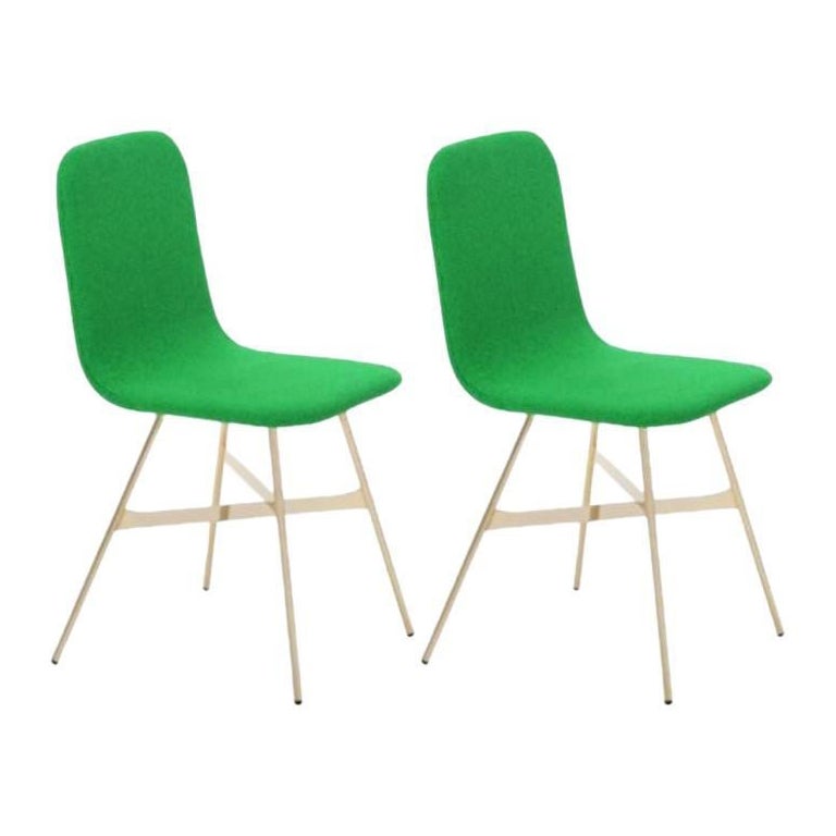 Set of 2, Tria Gold Upholstered, Menta by Colé Italia For Sale