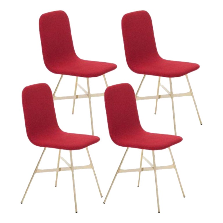 Set of 4, Tria Gold Upholstered, Chili by Colé Italia