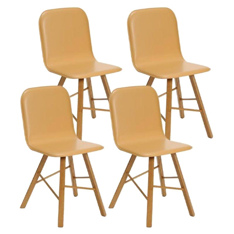 Set of 4, Tria Simple Chair Upholstered, Natural Leather by Colé Italia