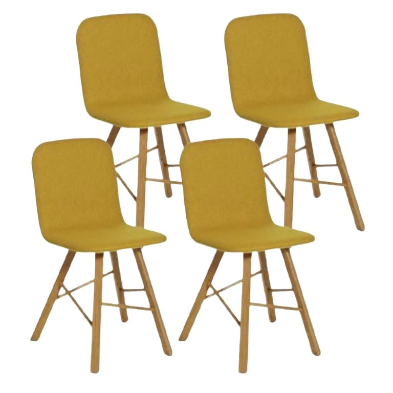 Set of 4, Tria Simple Chair Upholstered, Yellow by Colé Italia For Sale