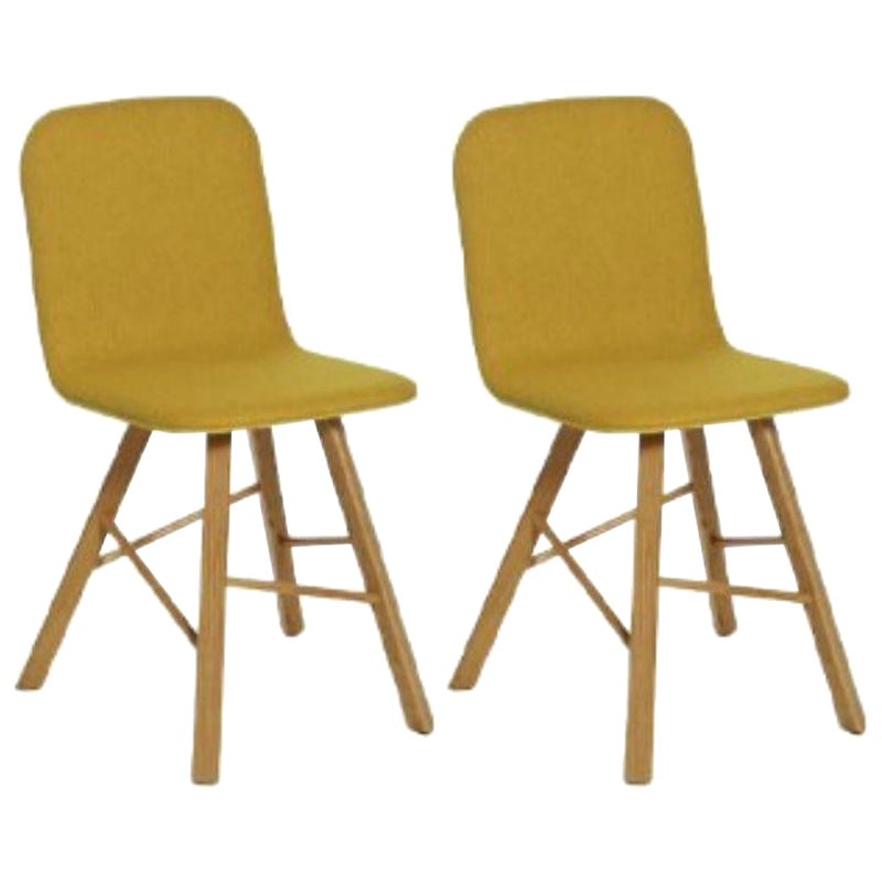 Set of 2, Tria Simple Chair Upholstered, Yellow by Colé Italia For Sale