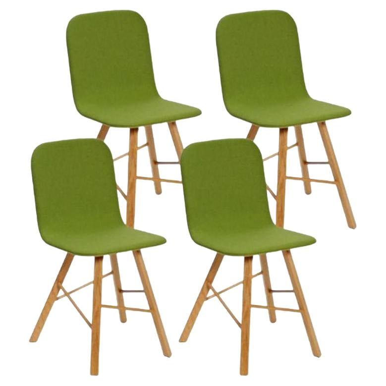 Set of 4, Tria Simple Chair Upholstered, Acid Green by Colé Italia For Sale