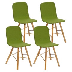 Lot de 4 chaises simples Tria rembourrées, vert acide de Colé Italia