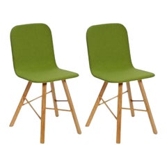 Ensemble de 2 chaises simples Tria rembourrées, vert acide par Colé Italia