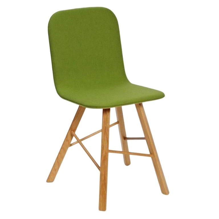 Tria Simple Chair Upholstered, Acid Green, Natural Oak Legs by Colé Italia For Sale