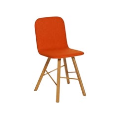 Tria Simple Chair Upholstered, Orange Fabric, Natural Oak Legs by Colé Italia