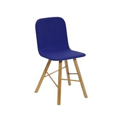 Tria Simple Chair Upholstered in Blue Felter, Natural Oak Leg by Colé Italia