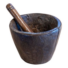 Retro 1950s Handmade Wooden Mortar 