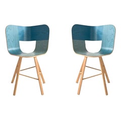 Set of 2, Tria Wood 4 Legs Chair, Denim by Colé Italia