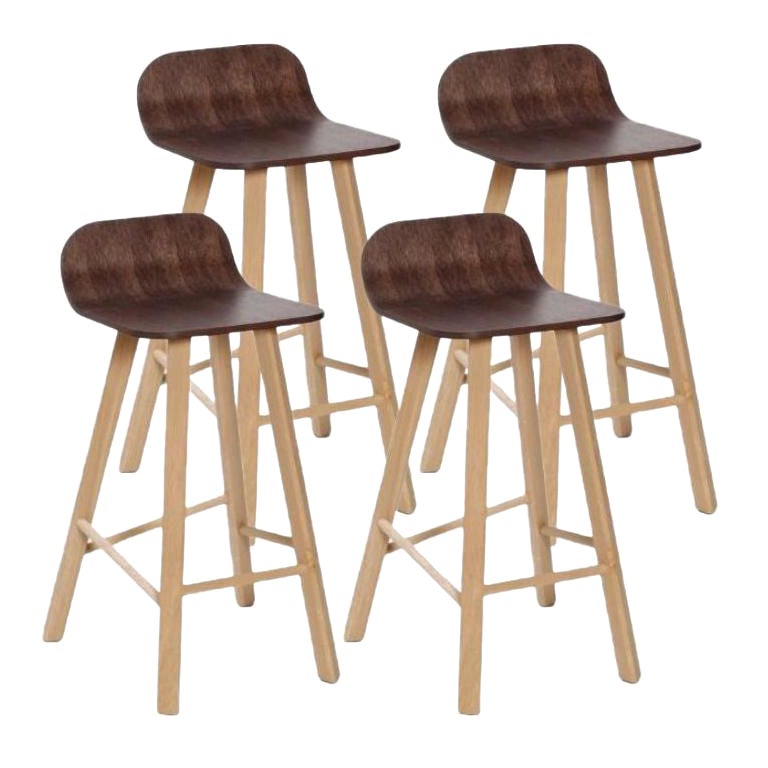 Set of 4, Tria Stool, Low Back, Coffee by Colé Italia For Sale