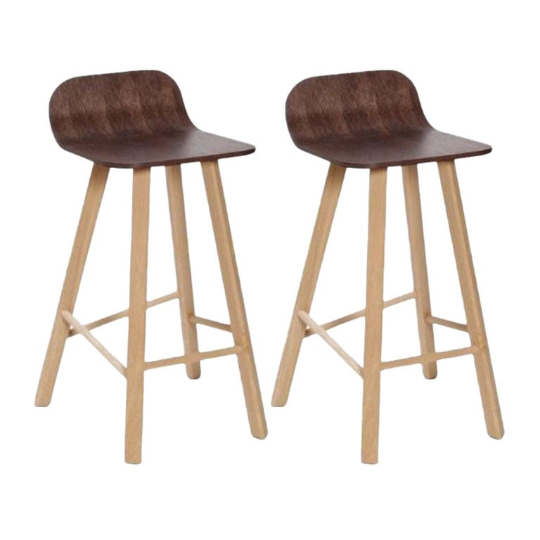 Set of 2, Tria Stool, Low Back, Coffee by Colé Italia For Sale