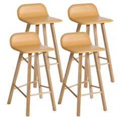 Set of 4, Tria Stool, Low Back, Natural Leather by Colé Italia