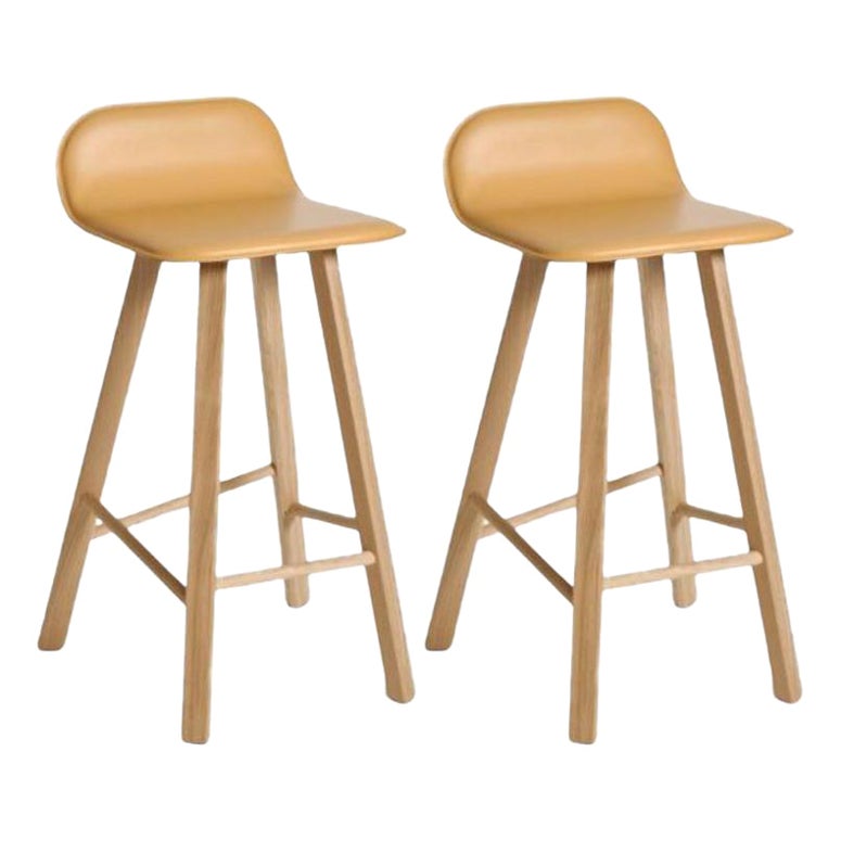 Juego de 2, Taburete Tria, respaldo bajo, cuero natural by Colé Italia