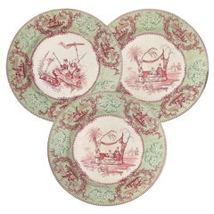  Set of 8 Chinese Scenes Dinner Plates by Creil 1834-1840