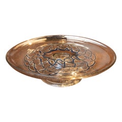 18th Century Spanish Crystal Tray with Base and Decoration in Blue
