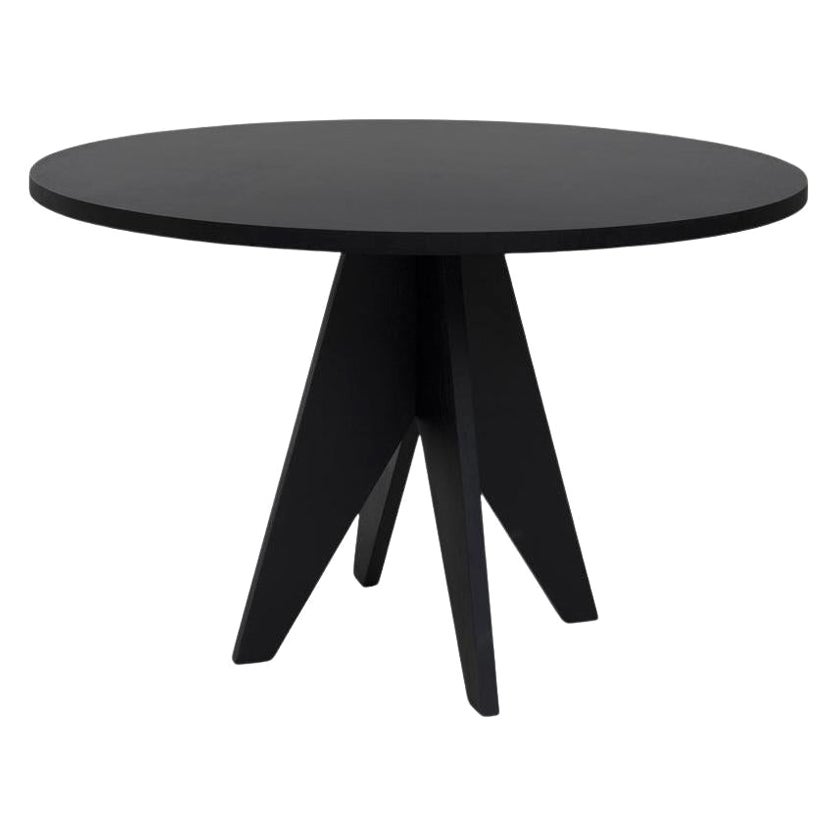 Contemporary Round Table 'POSE', 120, Black Oak For Sale