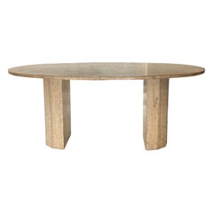 Vintage Travertine Dining Table 1970s