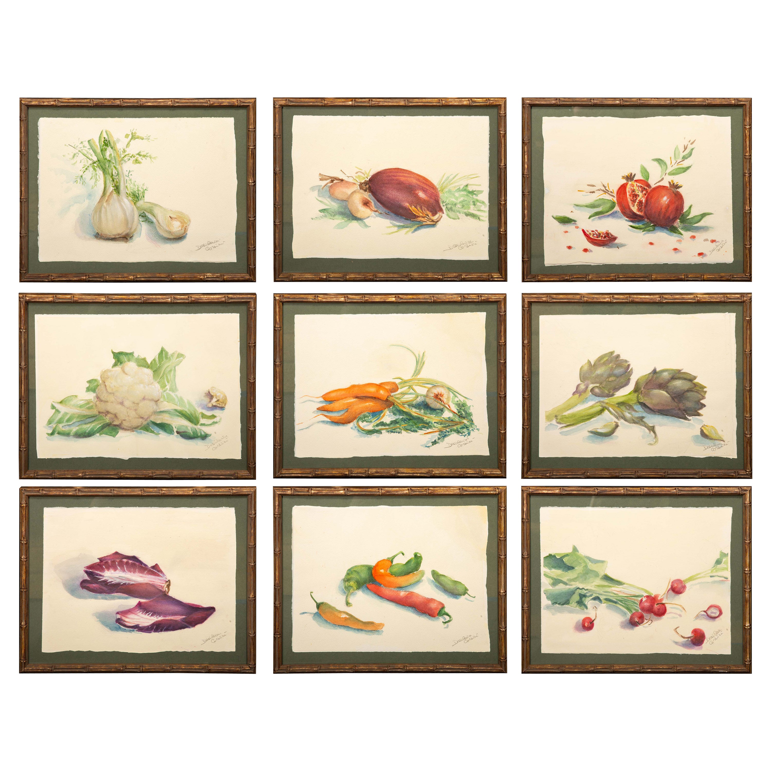 Fruit and Veggie Watercolor Collection by Desideria Corsini For Sale