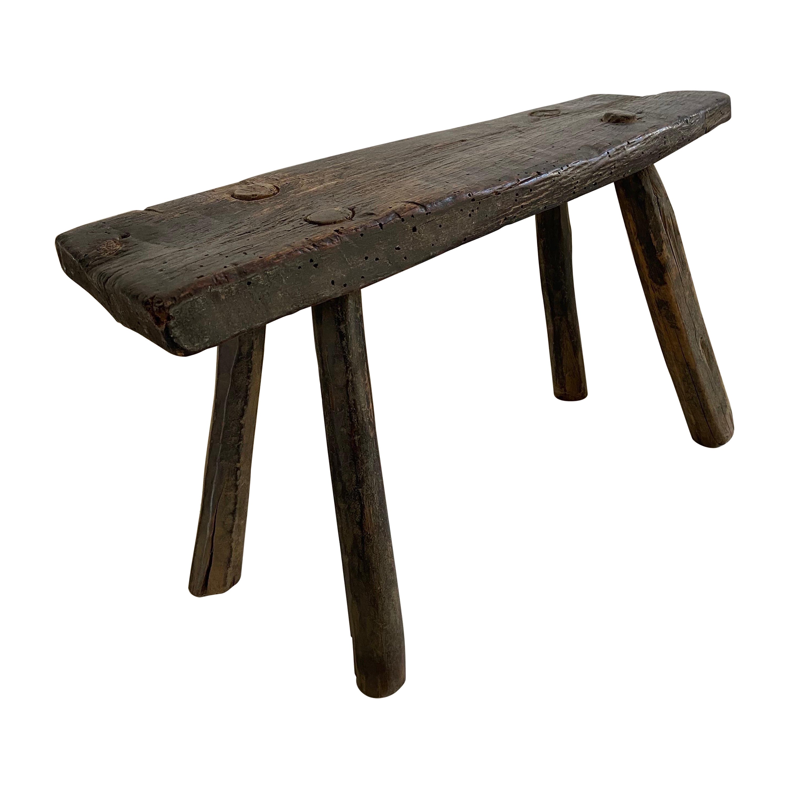 Early 20th Century Hardwood Stool From Mexico