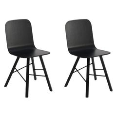 Set of 2, Tria Simple Oak, Painted Black by Colé Italia