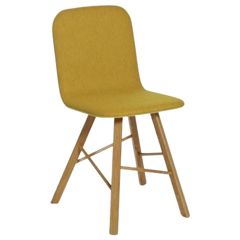 Tria Einfacher Stuhl, gepolstert, gelb, Beine aus Eiche natur von Colé Italia