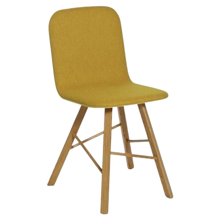 Tria Einfacher Stuhl, gepolstert, gelb, Beine aus Eiche natur von Colé Italia im Angebot