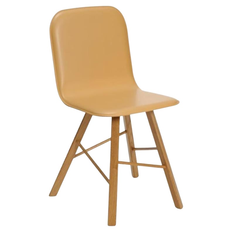 Tria Einfacher Stuhl gepolstert, Naturleder und Eichenholzbeine von Colé Italia im Angebot