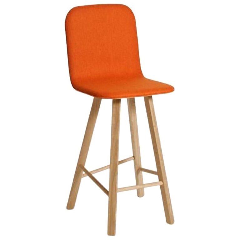Tria Stool, High Back, Upholstered Wool, Orange by Colé Italia For Sale