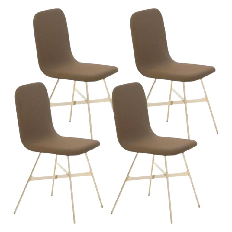 Ensemble de 4, Tria Gold Upholstered, Walnut by Colé Italia