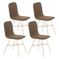 Set of 4, Tria Gold Upholstered, Walnut by Colé Italia